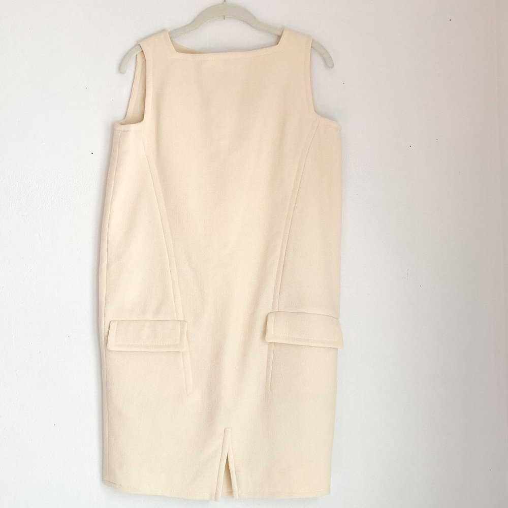 Christian Dior Wool Shift Dress with Silk Lining, 80s Dior Wool Sleeveless Dress